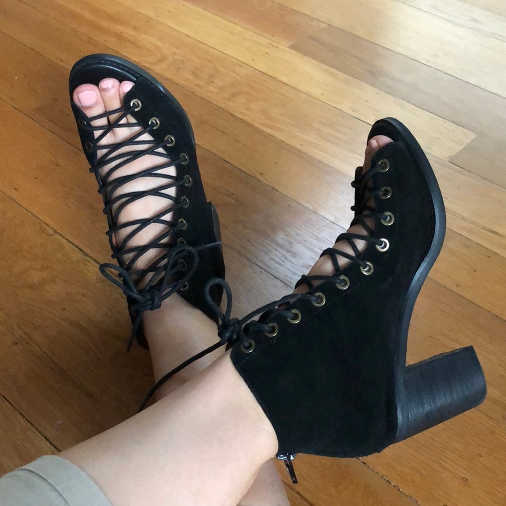 Jeffrey Campbell Cors Suede Peep Toe Bootie